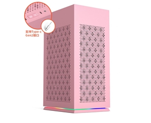aigo/愛(ài)國(guó)者YOGO S1粉色 小新桌面迷你電腦機(jī)箱