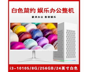 【i3-10105整機】酷睿i3-10105/8G內(nèi)存/256GB固態(tài)/集顯/24寸顯示器 白色簡約娛樂辦公家用整機