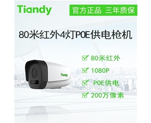 天地偉業(yè)200萬(wàn)80米紅外4燈POE供電槍式攝像機(jī)TC-C12EN配置:I8/C/E
